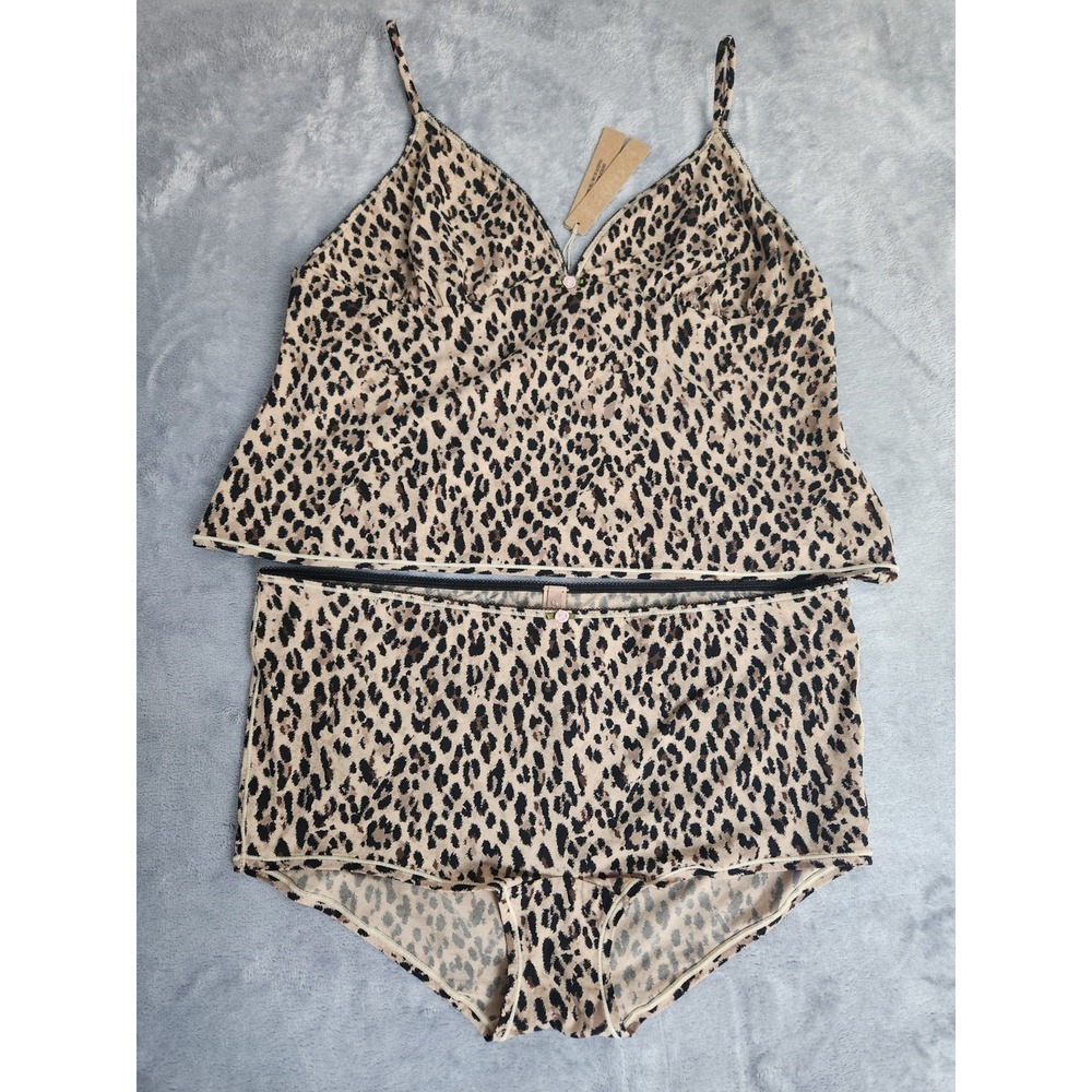 New Skims Fits Everybody Picot Cami and Boy Short Set Sienna Jaguar Print 2X 2XL